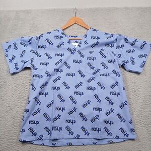 Tampa Bay Rays Scrub Top Men's L Blue MLB‎ Baseball Nurse Medical Shirt Spectrum